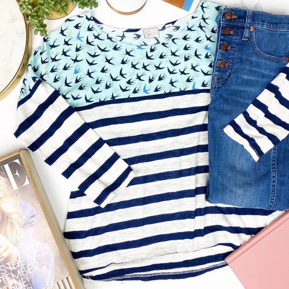Anthropologie Tops - Anthropology Postage Stamp 3/4 Sleeve Shirt  M